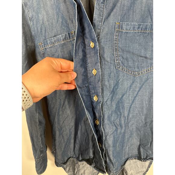 Cloth & Stone Anthropology Denim Button Up Women’s S Roll Tab Sleeve - Picture 4 of 9